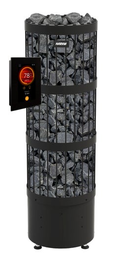 Harvia Legend PO70FC 6,8 kW ja PO110FC 10,8 kW WiFi musta s&auml;hk&ouml;kiuas Fenix ohjauspaneelilla